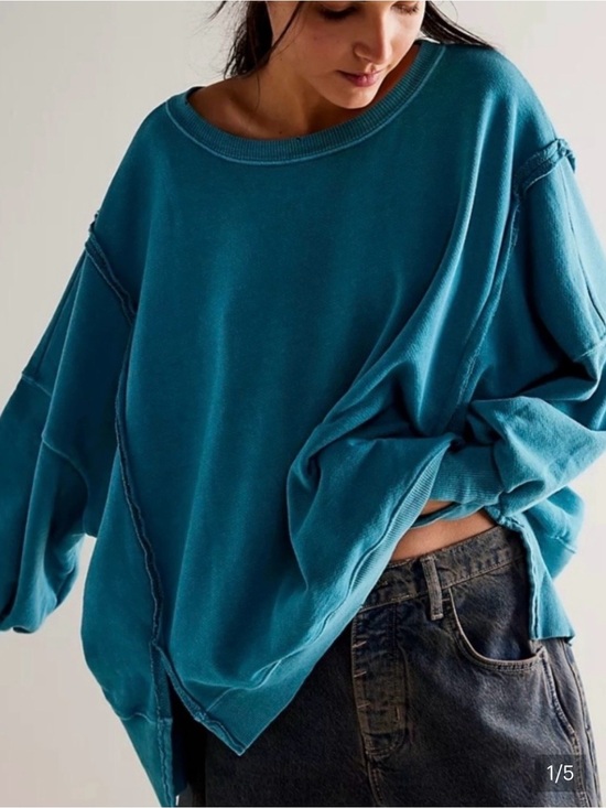 We The Free Tops - We the Free by Free People Camden sweatshirt in teal xs